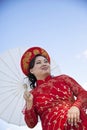 Bride wearing Vietnamese Ao Dai Royalty Free Stock Photo