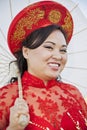 Bride wearing Vietnamese Ao Dai Royalty Free Stock Photo