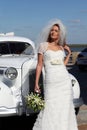 The bride and the wedding car Royalty Free Stock Photo