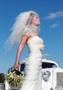 The bride and the wedding car Royalty Free Stock Photo