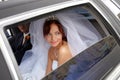 Bride in Wedding Car Royalty Free Stock Photo