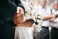 Bride at a wedding ceremony in church Royalty Free Stock Photo