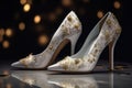 Bride wedding details. Stunning interpretation of bridal shoes Royalty Free Stock Photo