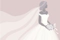 Bride in a wedding dress, holding a bouquet, vector illustration for design, template for the bride show Royalty Free Stock Photo