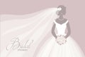 Bride in a wedding dress, holding a bouquet, vector illustration for design, template for the bride show Royalty Free Stock Photo