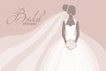 Bride in a wedding dress, holding a bouquet, vector illustration for design, template for the bride show Royalty Free Stock Photo