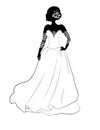 Brige bride on a wedding dress