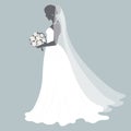 Bride in a wedding dress, silhouette. Luxury wedding illustration, template for invitation. Illustration