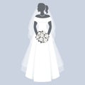 Bride in a wedding dress, silhouette. Luxury wedding illustration, template for invitation, cards. Illustration