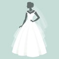 Bride in a wedding dress, silhouette. Luxury wedding illustration, template for invitation, cards. Illustration