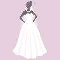 Bride in a wedding dress, silhouette. Luxury wedding illustration, template for invitation, cards. Illustration