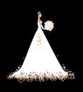 Bride in wedding dress white with bouquet Royalty Free Stock Photo