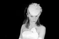 Bride in Wedding Hat Veil, Bridal Fashion Portrait, Beautiful Woman Royalty Free Stock Photo
