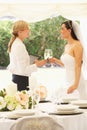 Bride With Wedding Planner In Marquee Royalty Free Stock Photo