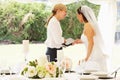 Bride With Wedding Planner In Marquee Royalty Free Stock Photo
