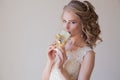 The bride is white chocolate candy wedding portrait