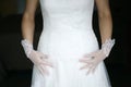 Bride, white dress and gloves