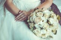 Bride in White Dress Holding Splendid Bridal Boquet Royalty Free Stock Photo