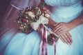 Bride in White Dress Holding Splendid Bridal Boquet Royalty Free Stock Photo