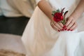 bride white wedding dress flowers hands conceptual Royalty Free Stock Photo