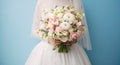 Bride in white wedding dress holding bridal bouquet Royalty Free Stock Photo