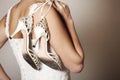 Bride with worn-out shoes Royalty Free Stock Photo