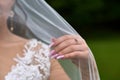 Bride& x27;s hand with the wedding ring Royalty Free Stock Photo