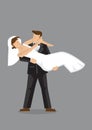 Bridegroom Bridal Carry Bride Vector Character Illustration