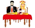 Bridegroom and bride at the table