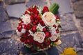 Brides bouquet of red and white roses Royalty Free Stock Photo