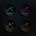 Brides dress dark badge color set icon. Simple thin line, outline vector of wedding icons for ui and ux, website or mobile Royalty Free Stock Photo