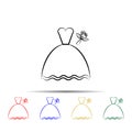 brides dress multi color style icon. Simple thin line, outline vector of wedding icons for ui and ux, website or mobile Royalty Free Stock Photo