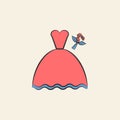 brides dress sketch illustration. Element of colored wedding icon for mobile concept and web apps. Sketch style brides dress icon Royalty Free Stock Photo