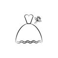 brides dress sketch illustration. Element of wedding icon for mobile concept and web apps. Sketch style brides dress icon can be u Royalty Free Stock Photo