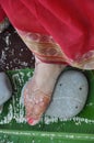 Brides feet in Vedic wedding