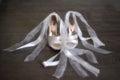 Brides white wedding shoes