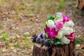 Bridesmaid or bride holding bouquet of pale white and pinkish roses wedding Royalty Free Stock Photo