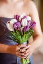 Bridesmaid holding a bouquet of flowers Royalty Free Stock Photo