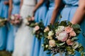 Bridesmaids in blue Royalty Free Stock Photo