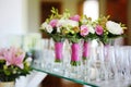 Bridesmaids bouquets for a wedding ceremony