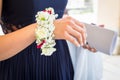 Bridesmaids with elegant flower bracelet