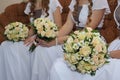 Bridesmaids holding wedding bouquets Royalty Free Stock Photo