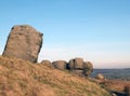 The Bridestones A Large Group Of Gritstone Rock Formations In West Yorkshire Landscape Near Todmorden Against Pennine Countryside