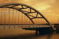 bridge above the river in sunset light