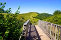 Bridge access to Puy de Dome volcano mountain at Pariou in Auvergne french