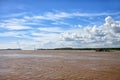 Bridge across brown waters of Orinoco river in Sudad Bolivar Royalty Free Stock Photo