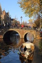 Bridge across a canal in Amsterdam, Holland Royalty Free Stock Photo