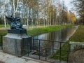 The figure of the Chinese lion on the pedestal bridge in late au