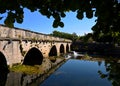 Bridge across the river Dronne in Brantome Dordogne France