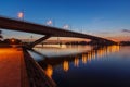 Bridge across river at night Royalty Free Stock Photo